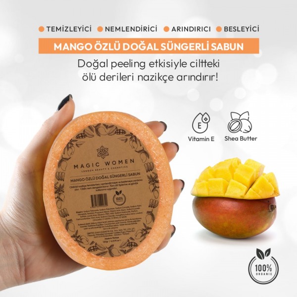 Süngerli Doğal Sabun Mango Süngerli Doğal Sabun Mango